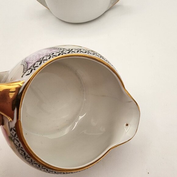 Vintage Hand-Painted Noritake Porcelain Creamer & Sugar Bowl Set Art Deco Style - Picture 5 of 14
